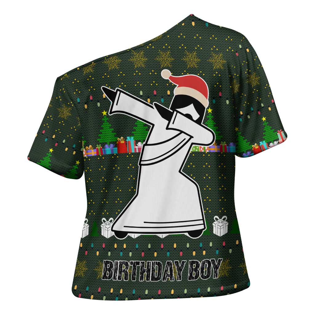 Jesus Birthday Boy Christmas Cross Shoulder Shirt Funny Xmas Holiday Patterns - Wonder Print Shop