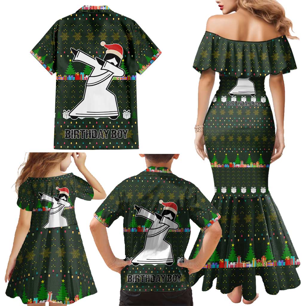 Jesus Birthday Boy Christmas Family Matching Mermaid Dress and Hawaiian Shirt Funny Xmas Holiday Patterns - Wonder Print Shop