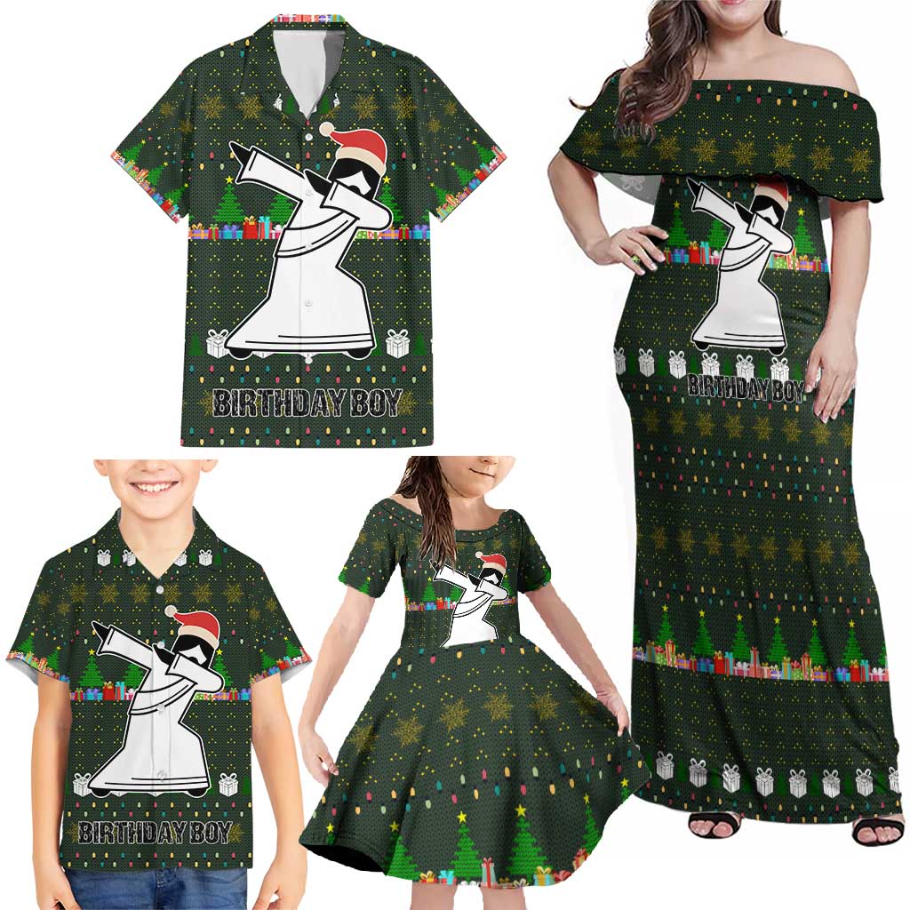 Jesus Birthday Boy Christmas Family Matching Off Shoulder Maxi Dress and Hawaiian Shirt Funny Xmas Holiday Patterns - Wonder Print Shop