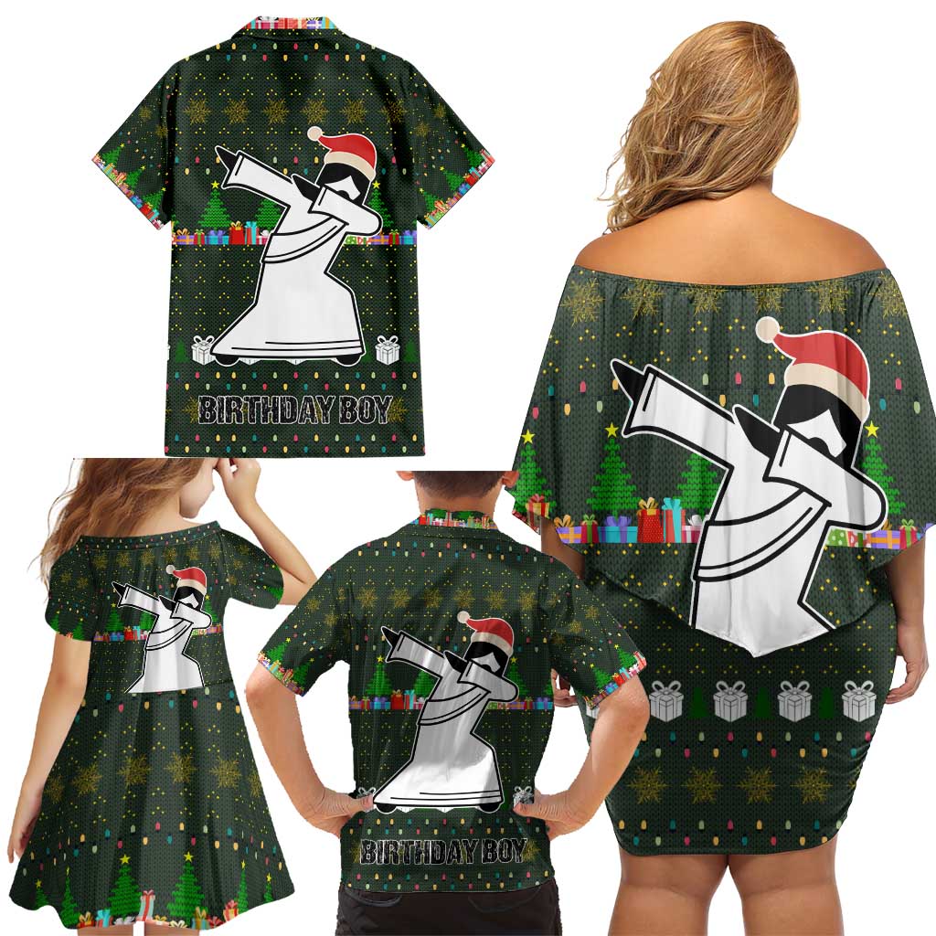Jesus Birthday Boy Christmas Family Matching Off Shoulder Short Dress and Hawaiian Shirt Funny Xmas Holiday Patterns - Wonder Print Shop
