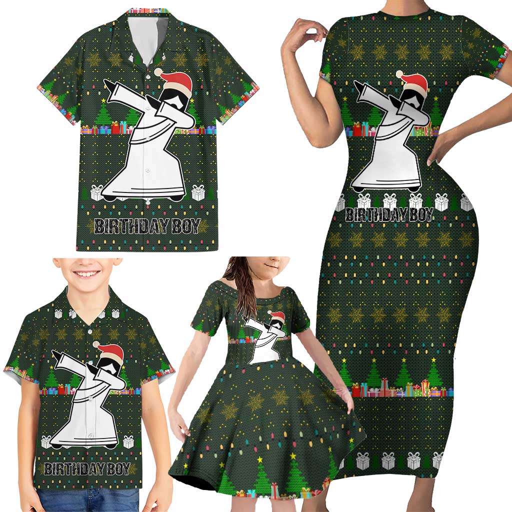 Jesus Birthday Boy Christmas Family Matching Short Sleeve Bodycon Dress and Hawaiian Shirt Funny Xmas Holiday Patterns - Wonder Print Shop
