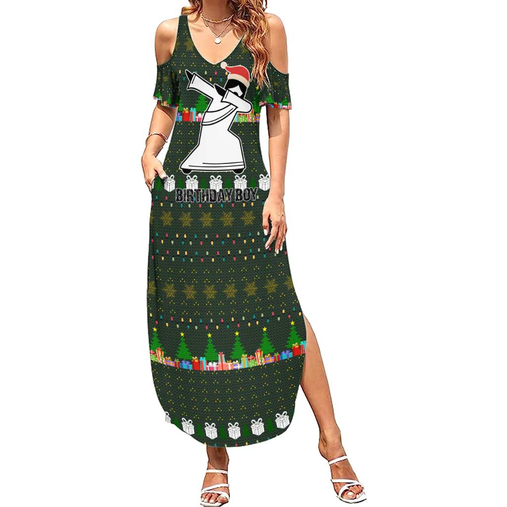 Jesus Birthday Boy Christmas Family Matching Summer Maxi Dress and Hawaiian Shirt Funny Xmas Holiday Patterns - Wonder Print Shop