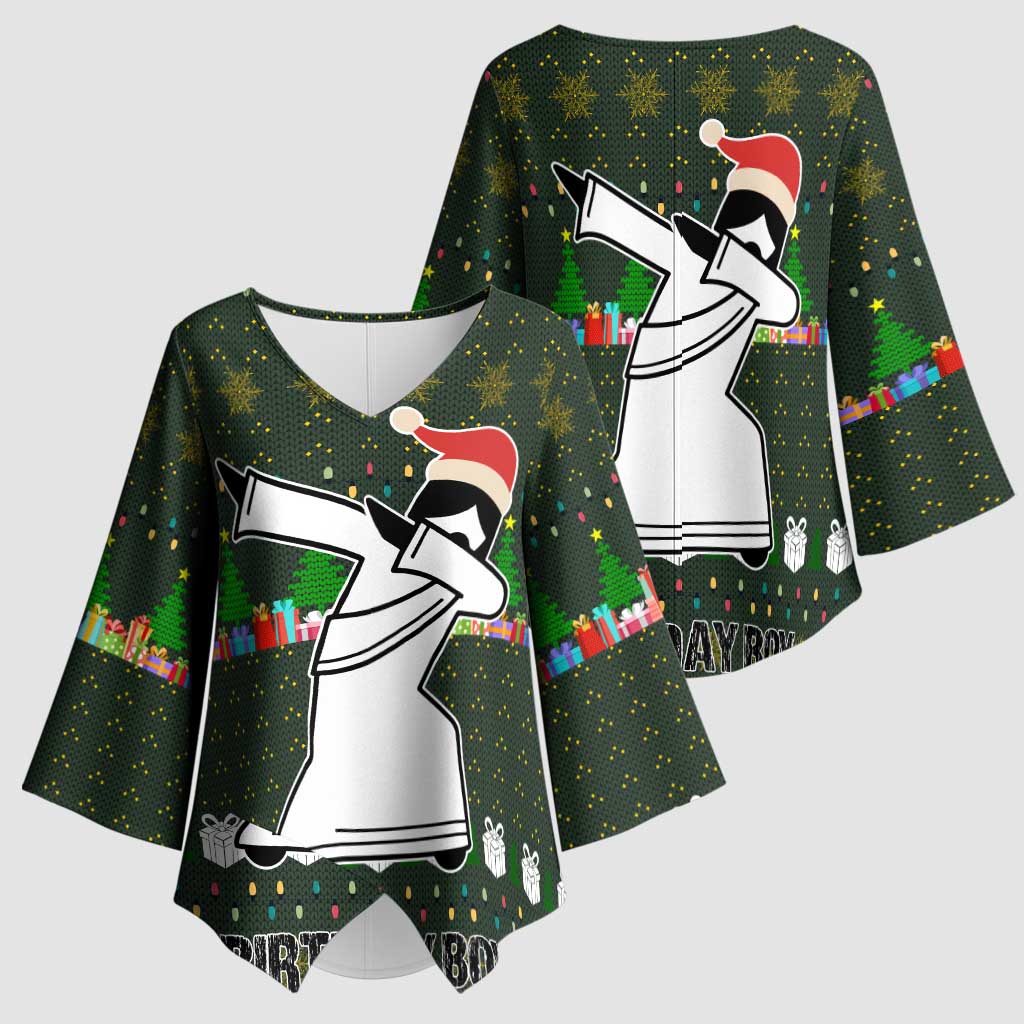 Jesus Birthday Boy Christmas Kimono Sleeve Blouse Funny Xmas Holiday Patterns - Wonder Print Shop