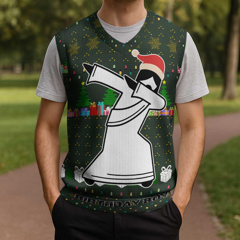 Jesus Birthday Boy Christmas Knitted V-Neck Vest Funny Xmas Holiday Patterns - Wonder Print Shop