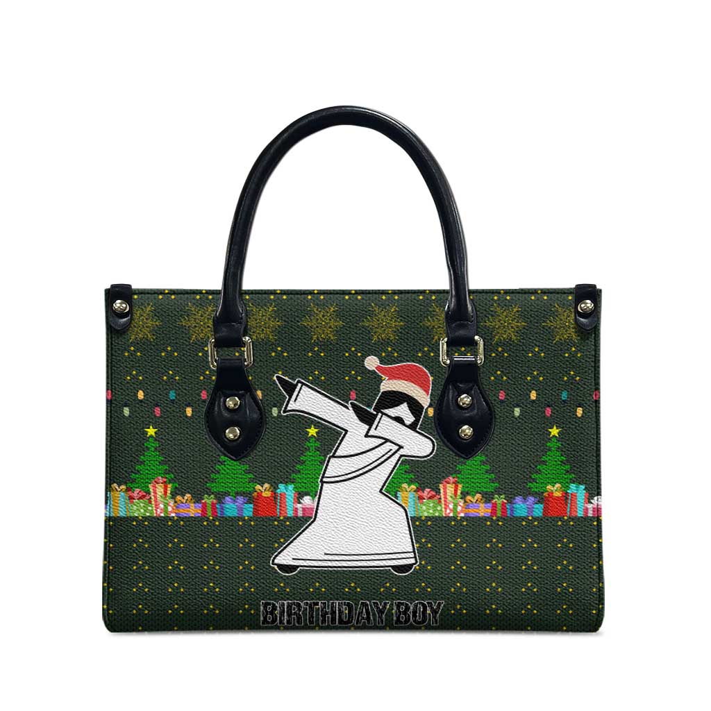 Jesus Birthday Boy Christmas Leather Bag Funny Xmas Holiday Patterns - Wonder Print Shop
