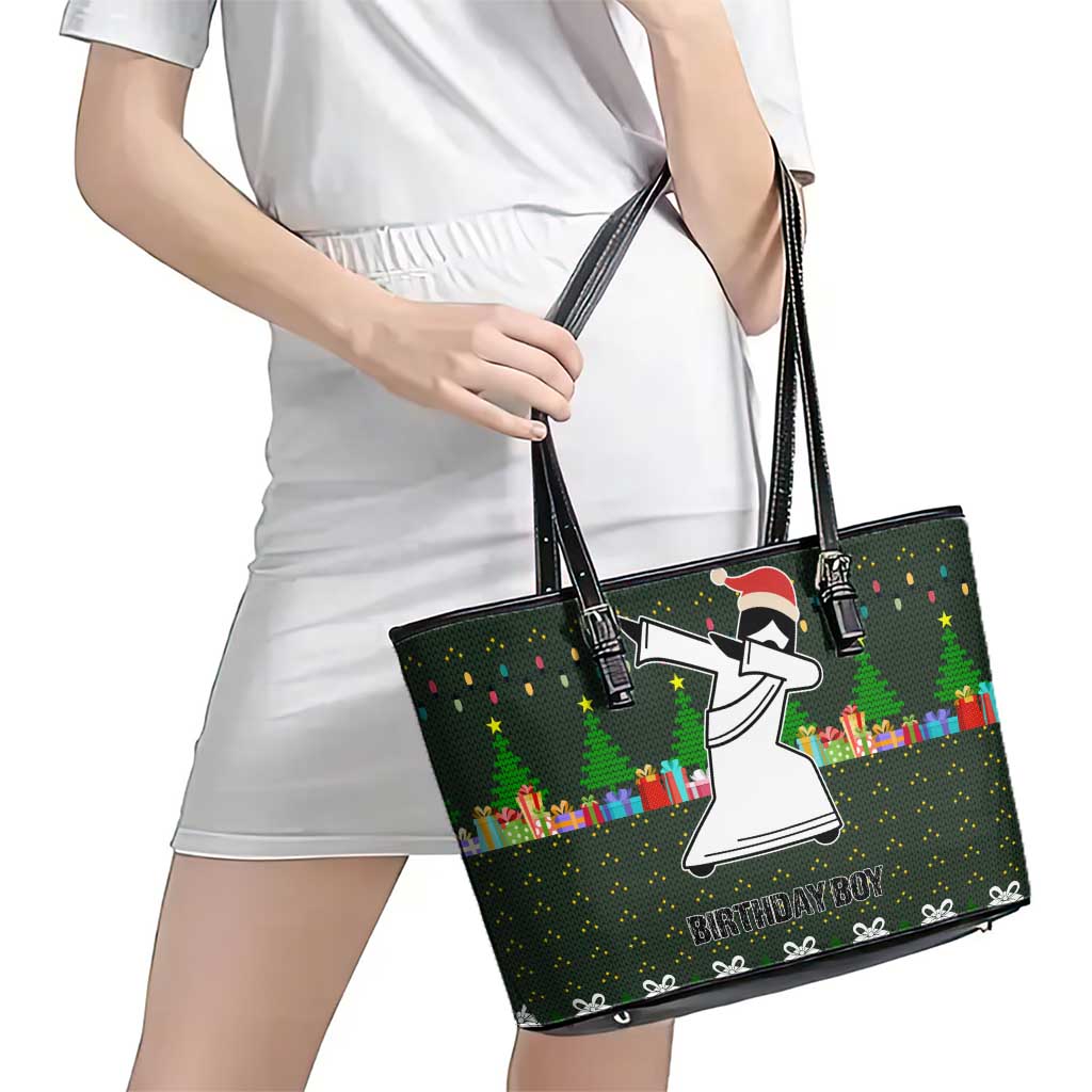 Jesus Birthday Boy Christmas Leather Tote Bag Funny Xmas Holiday Patterns - Wonder Print Shop