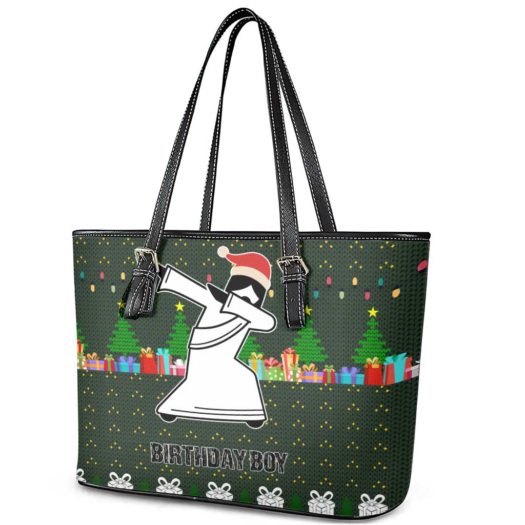 Jesus Birthday Boy Christmas Leather Tote Bag Funny Xmas Holiday Patterns - Wonder Print Shop