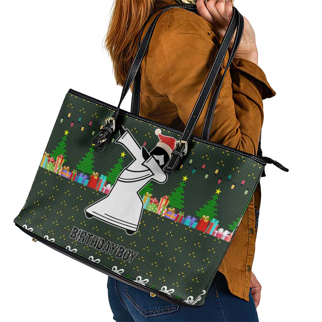 Jesus Birthday Boy Christmas Leather Tote Bag Funny Xmas Holiday Patterns - Wonder Print Shop