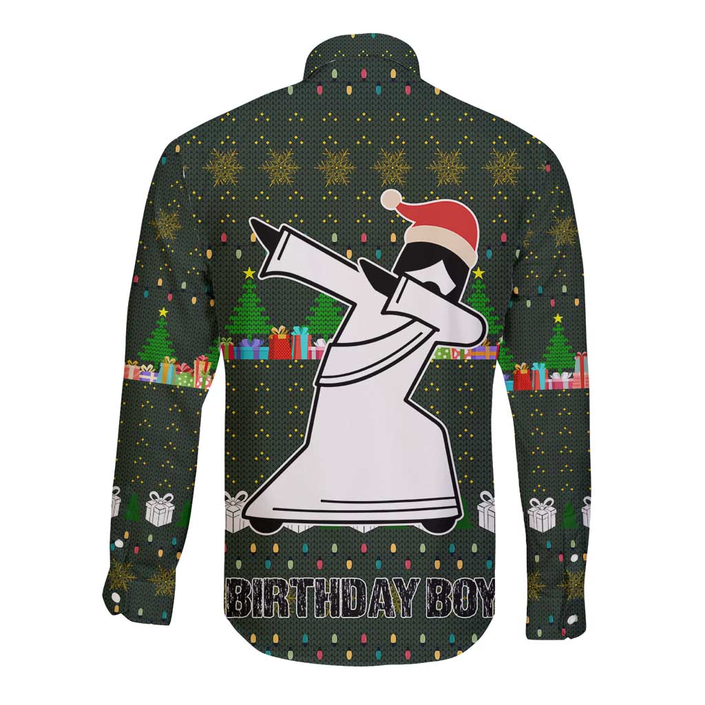 Jesus Birthday Boy Christmas Long Sleeve Button Shirt Funny Xmas Holiday Patterns - Wonder Print Shop