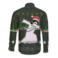 Jesus Birthday Boy Christmas Long Sleeve Button Shirt Funny Xmas Holiday Patterns - Wonder Print Shop