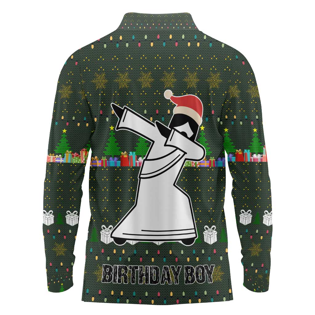 Jesus Birthday Boy Christmas Long Sleeve Polo Shirt Funny Xmas Holiday Patterns - Wonder Print Shop