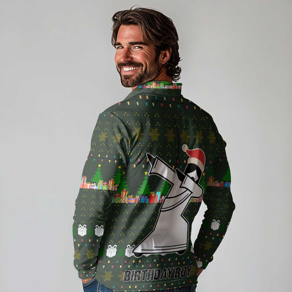 Jesus Birthday Boy Christmas Long Sleeve Polo Shirt Funny Xmas Holiday Patterns - Wonder Print Shop