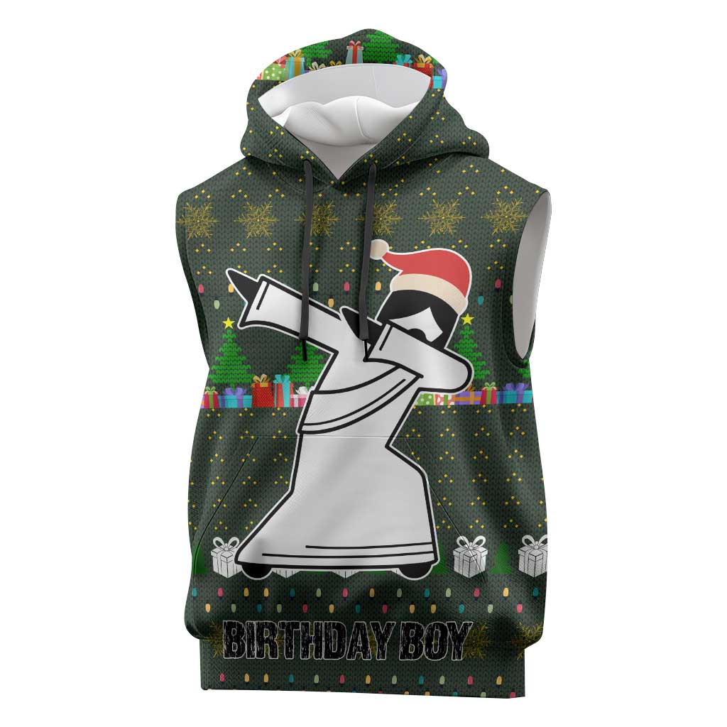 Jesus Birthday Boy Christmas Sleeveless Hoodie Funny Xmas Holiday Patterns - Wonder Print Shop