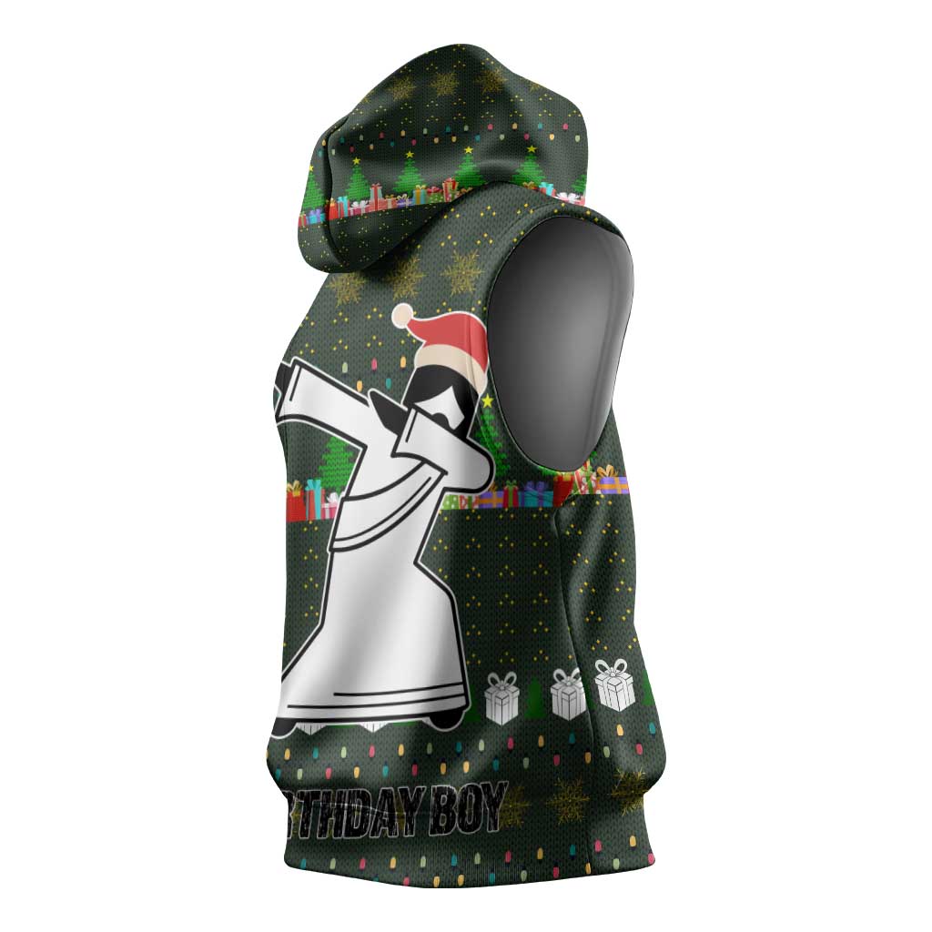 Jesus Birthday Boy Christmas Sleeveless Hoodie Funny Xmas Holiday Patterns - Wonder Print Shop