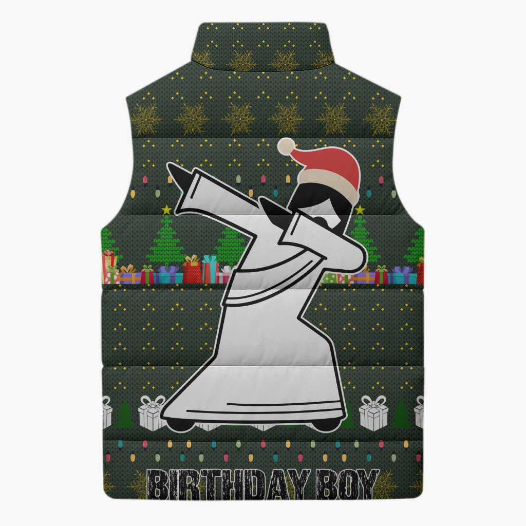 Jesus Birthday Boy Christmas Sleeveless Puffer Jacket Funny Xmas Holiday Patterns - Wonder Print Shop