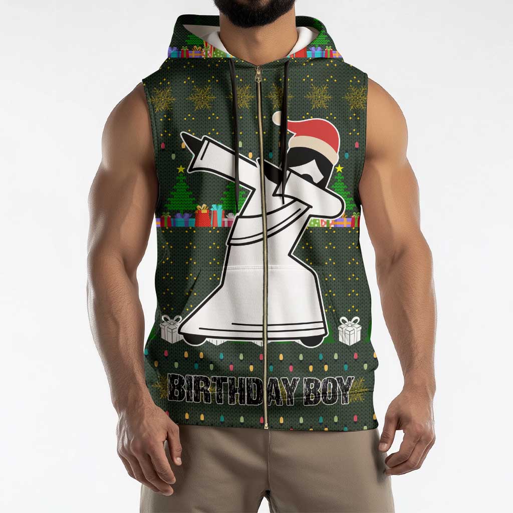 Jesus Birthday Boy Christmas Sleeveless Zip Hoodie Funny Xmas Holiday Patterns - Wonder Print Shop
