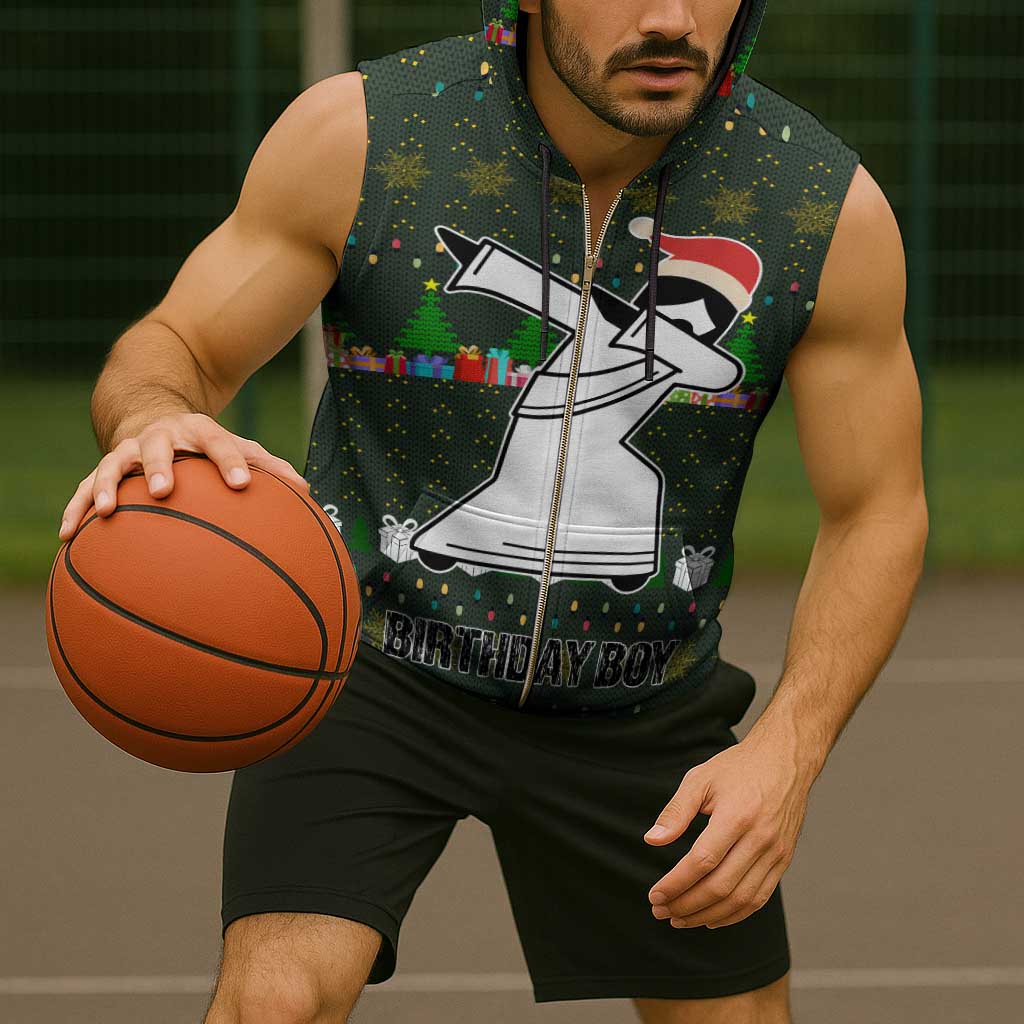 Jesus Birthday Boy Christmas Sleeveless Zip Hoodie Funny Xmas Holiday Patterns - Wonder Print Shop