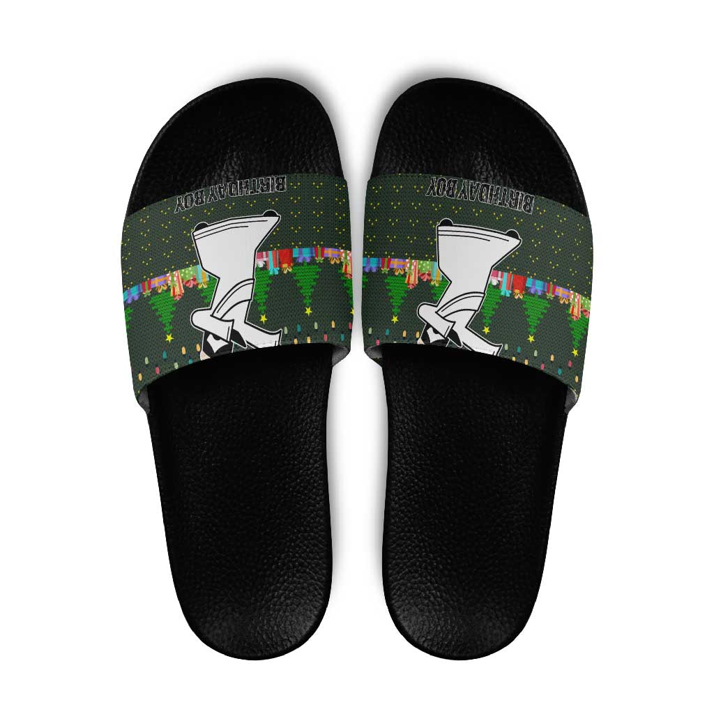 Jesus Birthday Boy Christmas Slide Sandals Funny Xmas Holiday Patterns - Wonder Print Shop