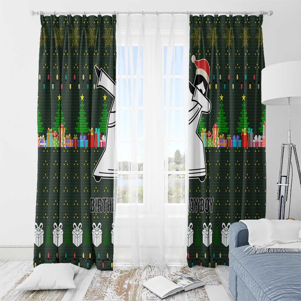 Jesus Birthday Boy Christmas Window Curtain Funny Xmas Holiday Patterns - Wonder Print Shop