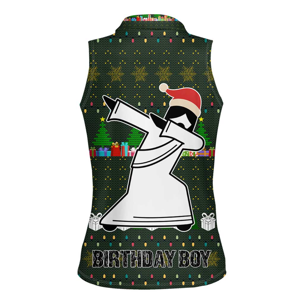 Jesus Birthday Boy Christmas Women Sleeveless Polo Shirt Funny Xmas Holiday Patterns - Wonder Print Shop