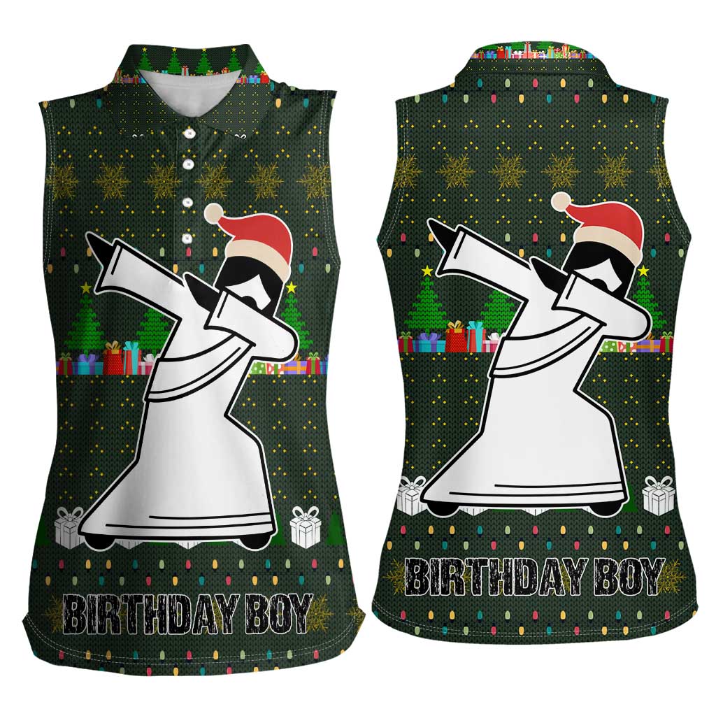 Jesus Birthday Boy Christmas Women Sleeveless Polo Shirt Funny Xmas Holiday Patterns - Wonder Print Shop