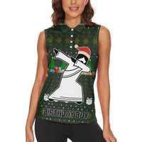 Jesus Birthday Boy Christmas Women Sleeveless Polo Shirt Funny Xmas Holiday Patterns - Wonder Print Shop