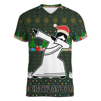 Jesus Birthday Boy Christmas Women V-Neck T-Shirt Funny Xmas Holiday Patterns - Wonder Print Shop