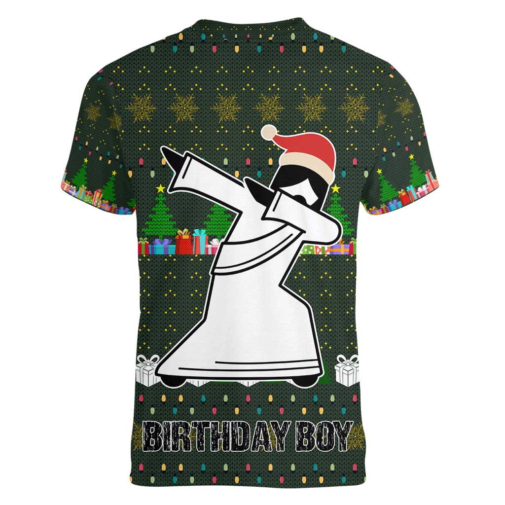 Jesus Birthday Boy Christmas Women V-Neck T-Shirt Funny Xmas Holiday Patterns - Wonder Print Shop