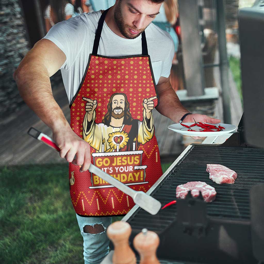 Jesus Birthday Christmas Apron Funny Xmas Holiday Patterns - Wonder Print Shop