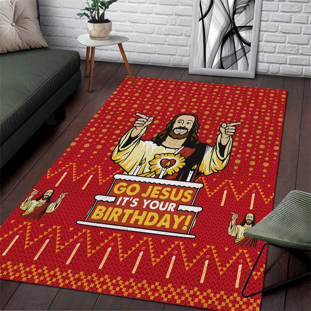 Jesus Birthday Christmas Area Rug Funny Xmas Holiday Patterns - Wonder Print Shop