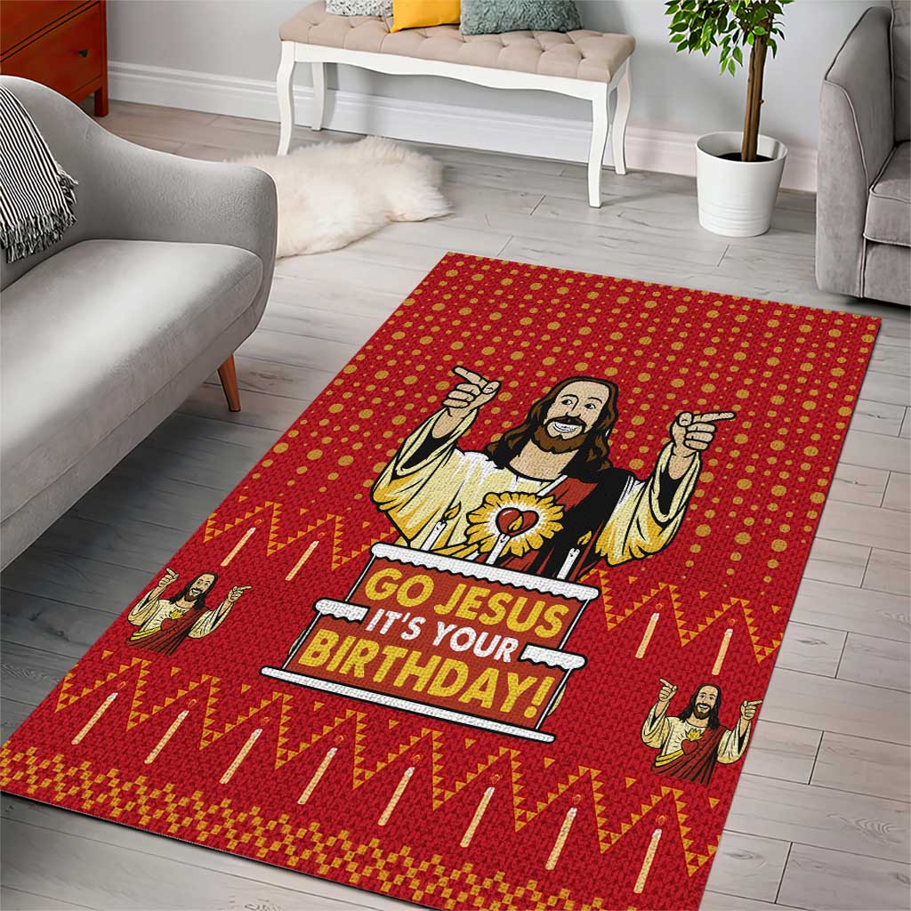 Jesus Birthday Christmas Area Rug Funny Xmas Holiday Patterns - Wonder Print Shop