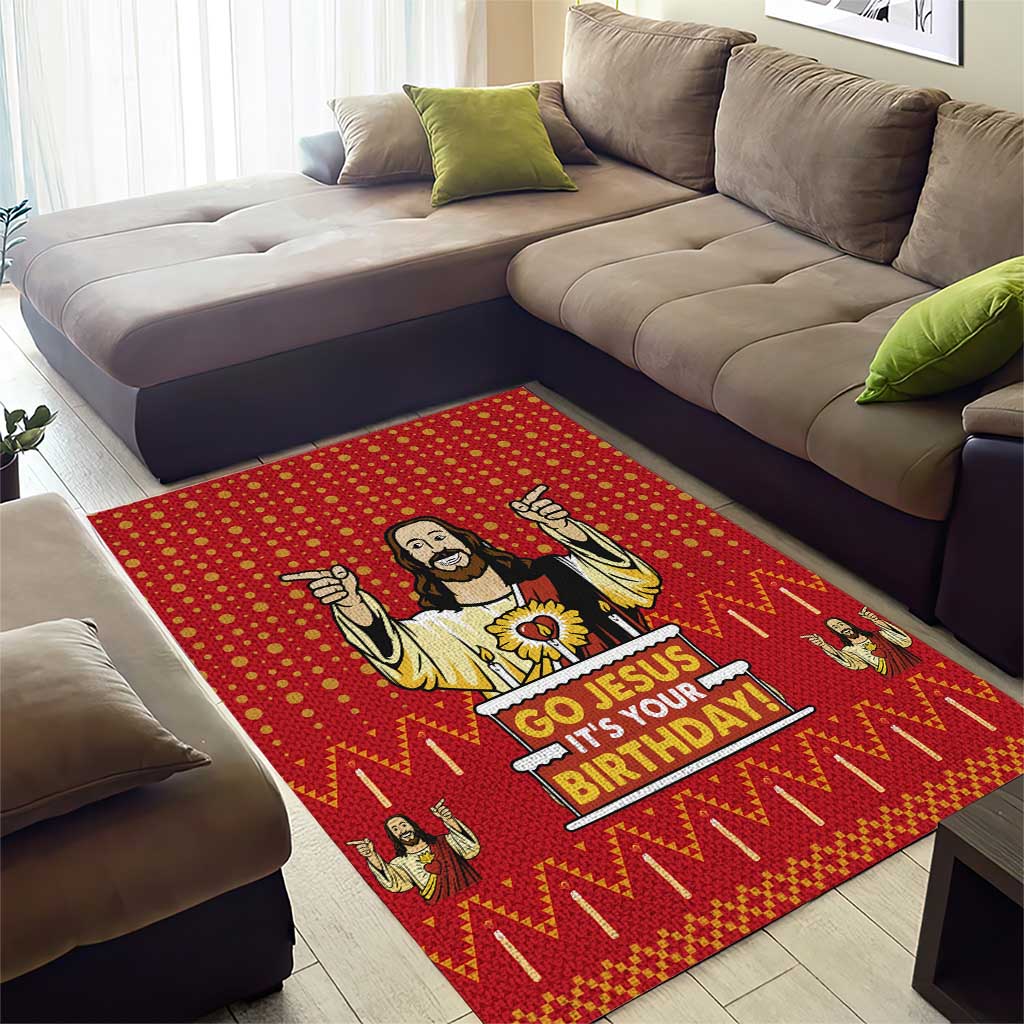 Jesus Birthday Christmas Area Rug Funny Xmas Holiday Patterns - Wonder Print Shop