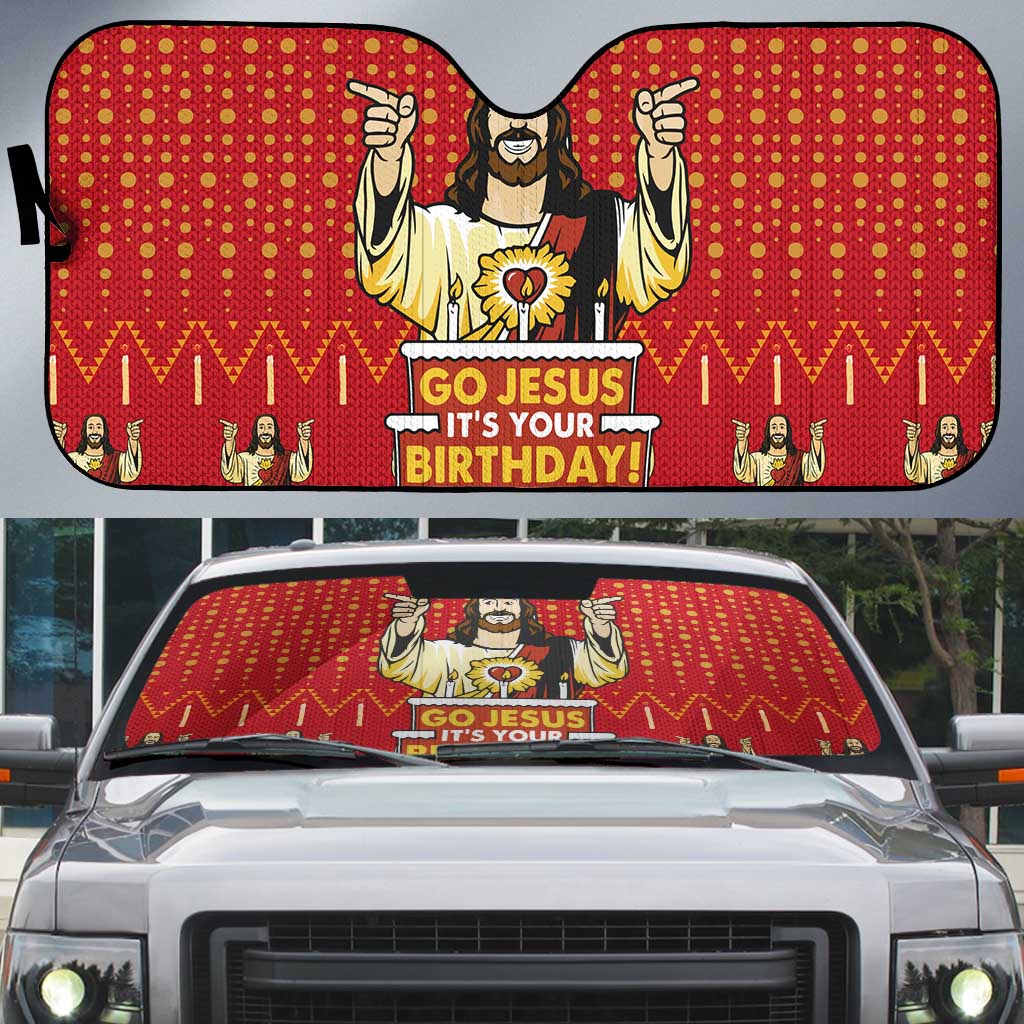 Jesus Birthday Christmas Auto Sun Shade Funny Xmas Holiday Patterns - Wonder Print Shop