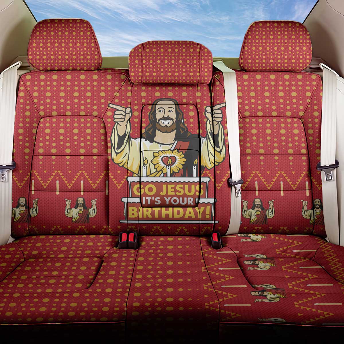 Jesus Birthday Christmas Back Car Seat Cover Funny Xmas Holiday Patterns - Wonder Print Shop