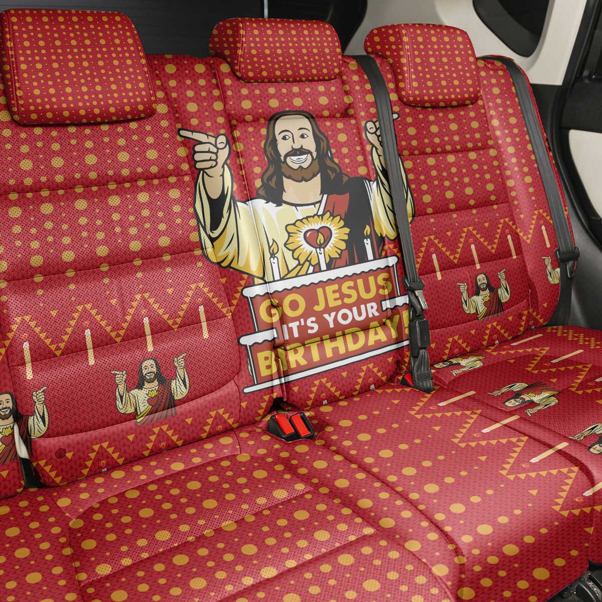 Jesus Birthday Christmas Back Car Seat Cover Funny Xmas Holiday Patterns - Wonder Print Shop