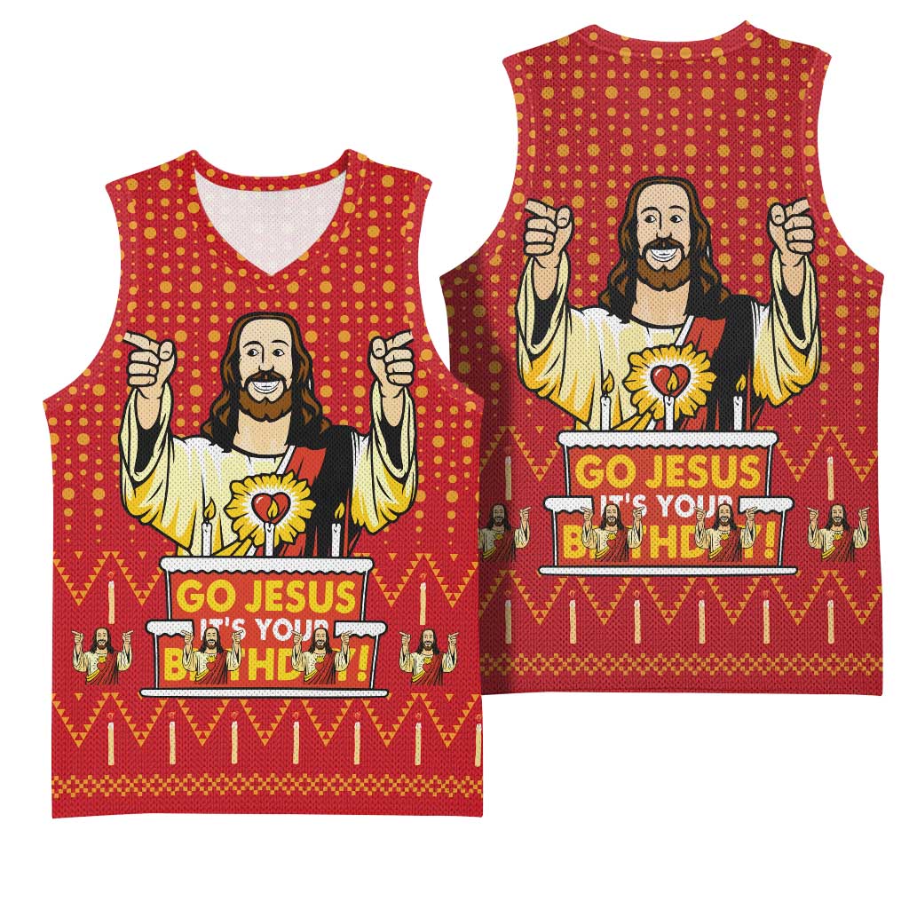 Jesus Birthday Christmas Basketball Jersey Funny Xmas Holiday Patterns - Wonder Print Shop