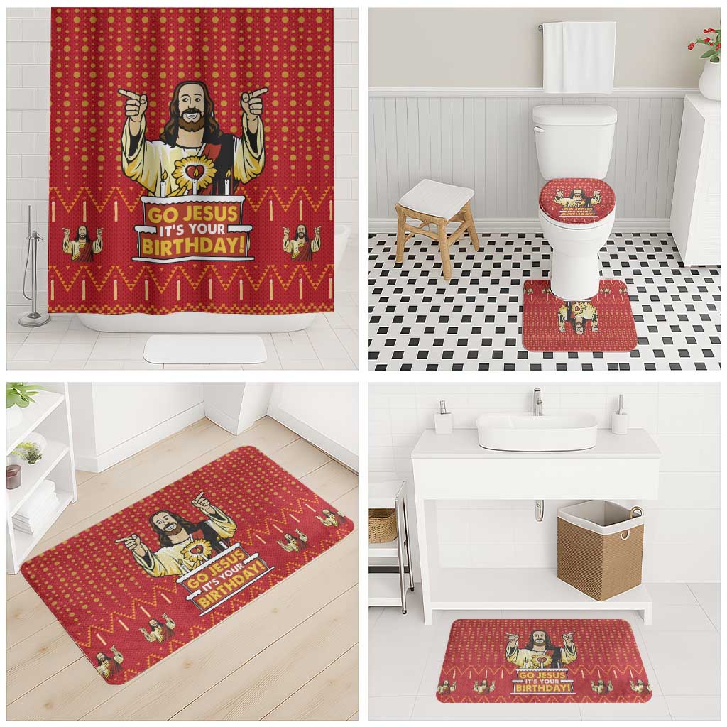 Jesus Birthday Christmas Bathroom Set Funny Xmas Holiday Patterns - Wonder Print Shop