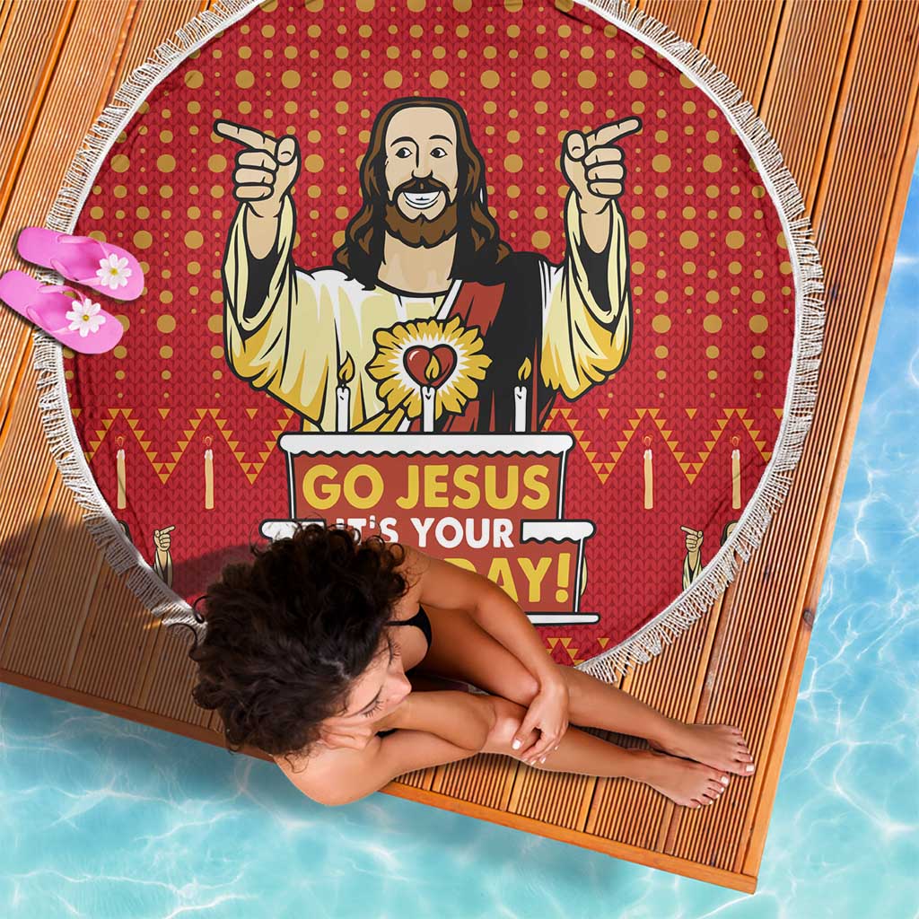 Jesus Birthday Christmas Beach Blanket Funny Xmas Holiday Patterns - Wonder Print Shop