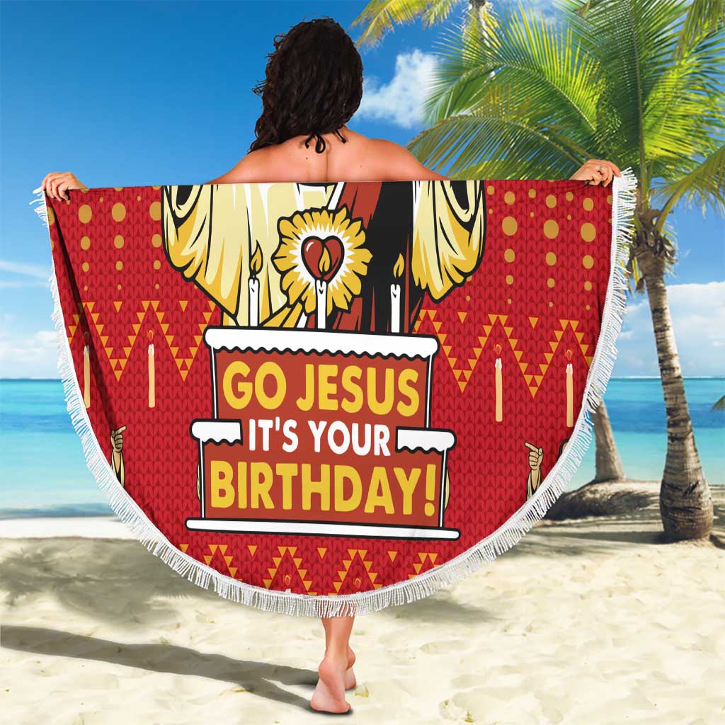 Jesus Birthday Christmas Beach Blanket Funny Xmas Holiday Patterns - Wonder Print Shop
