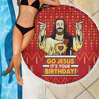 Jesus Birthday Christmas Beach Blanket Funny Xmas Holiday Patterns - Wonder Print Shop