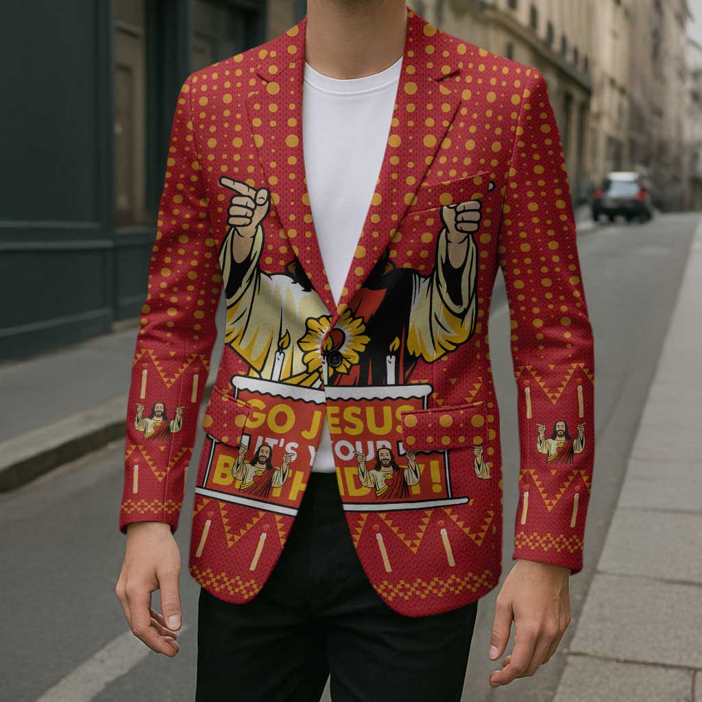 Jesus Birthday Christmas Blazer Funny Xmas Holiday Patterns - Wonder Print Shop