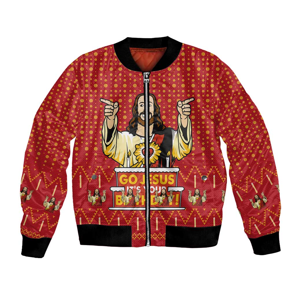 Jesus Birthday Christmas Bomber Jacket Funny Xmas Holiday Patterns - Wonder Print Shop