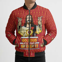 Jesus Birthday Christmas Bomber Puffer Jacket Funny Xmas Holiday Patterns - Wonder Print Shop