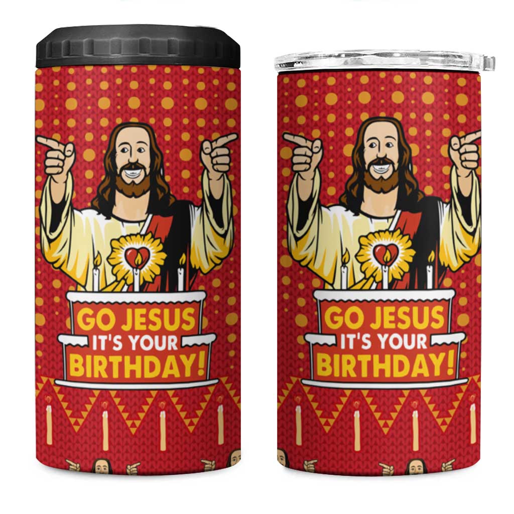 Jesus Birthday Christmas 4 in 1 Can Cooler Tumbler Funny Xmas Holiday Patterns - Wonder Print Shop