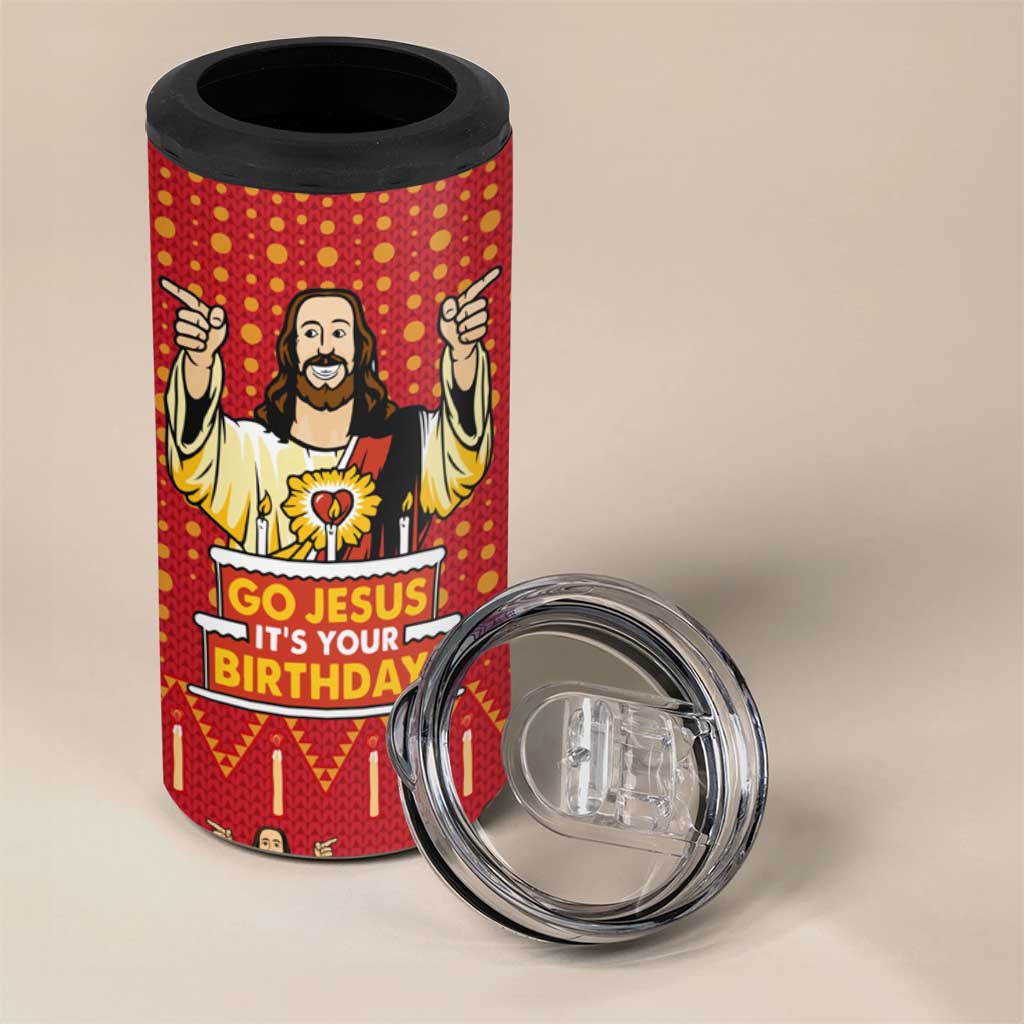 Jesus Birthday Christmas 4 in 1 Can Cooler Tumbler Funny Xmas Holiday Patterns - Wonder Print Shop