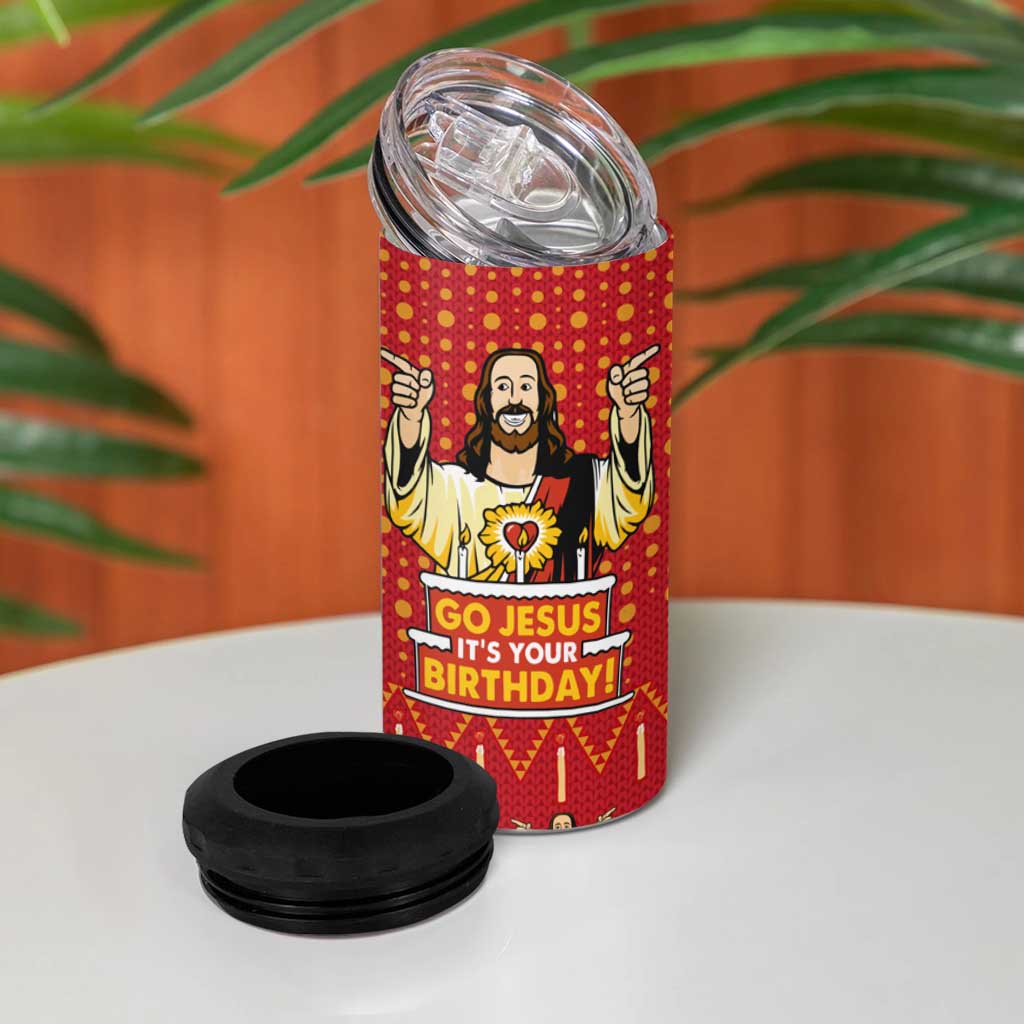 Jesus Birthday Christmas 4 in 1 Can Cooler Tumbler Funny Xmas Holiday Patterns - Wonder Print Shop