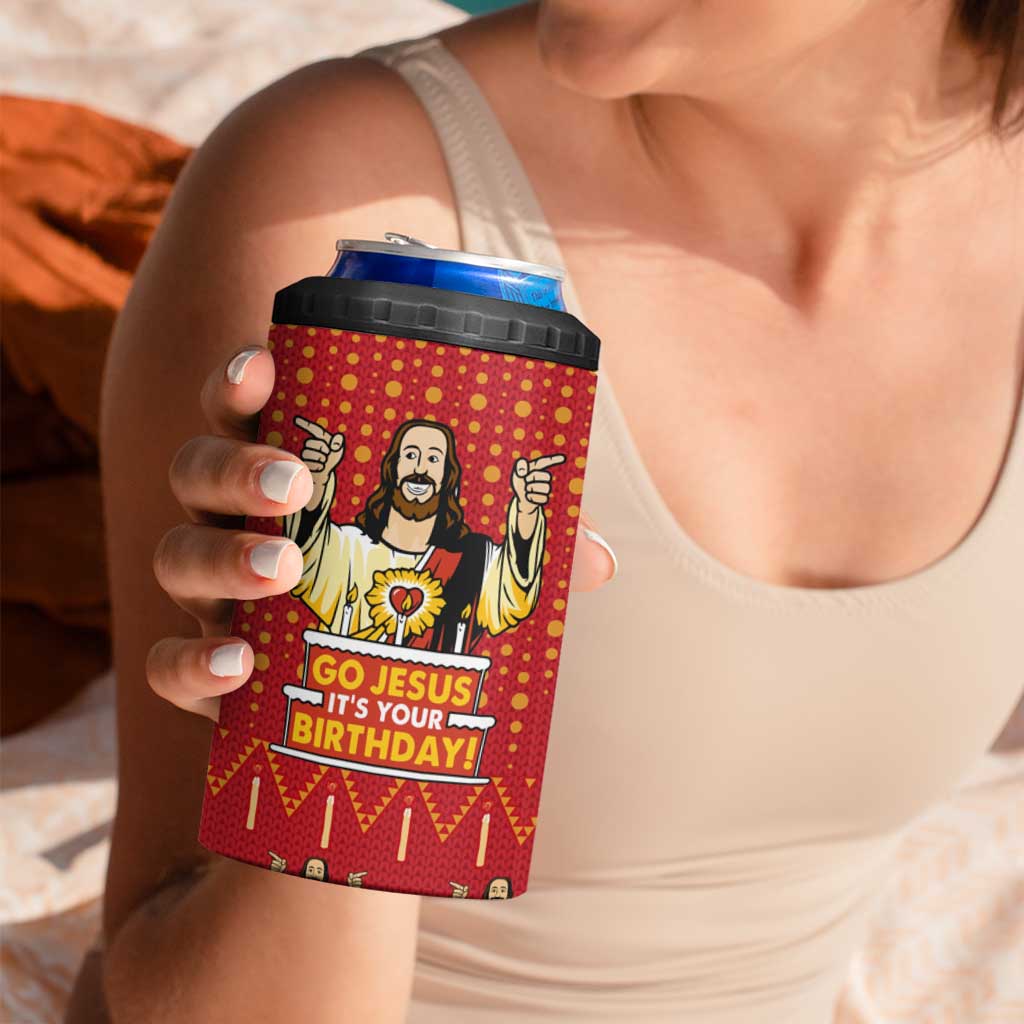 Jesus Birthday Christmas 4 in 1 Can Cooler Tumbler Funny Xmas Holiday Patterns - Wonder Print Shop