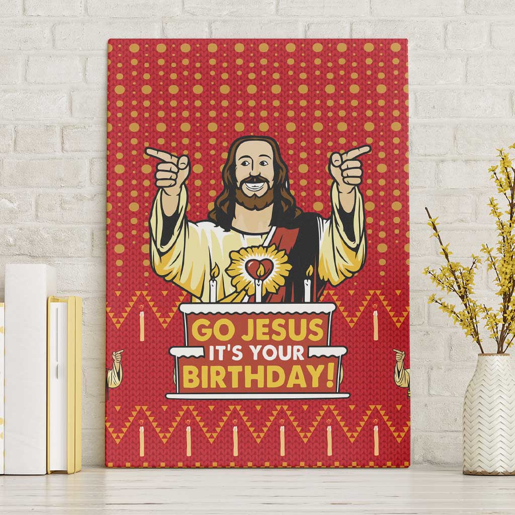 Jesus Birthday Christmas Canvas Wall Art Funny Xmas Holiday Patterns - Wonder Print Shop