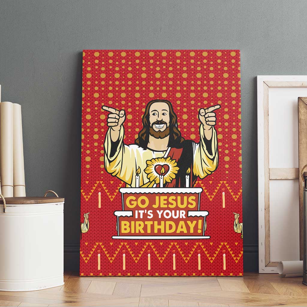 Jesus Birthday Christmas Canvas Wall Art Funny Xmas Holiday Patterns - Wonder Print Shop