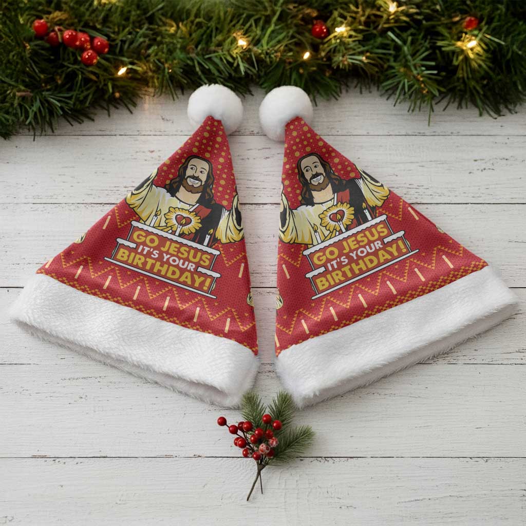 Jesus Birthday Christmas Santa Hat Funny Xmas Holiday Patterns - Wonder Print Shop